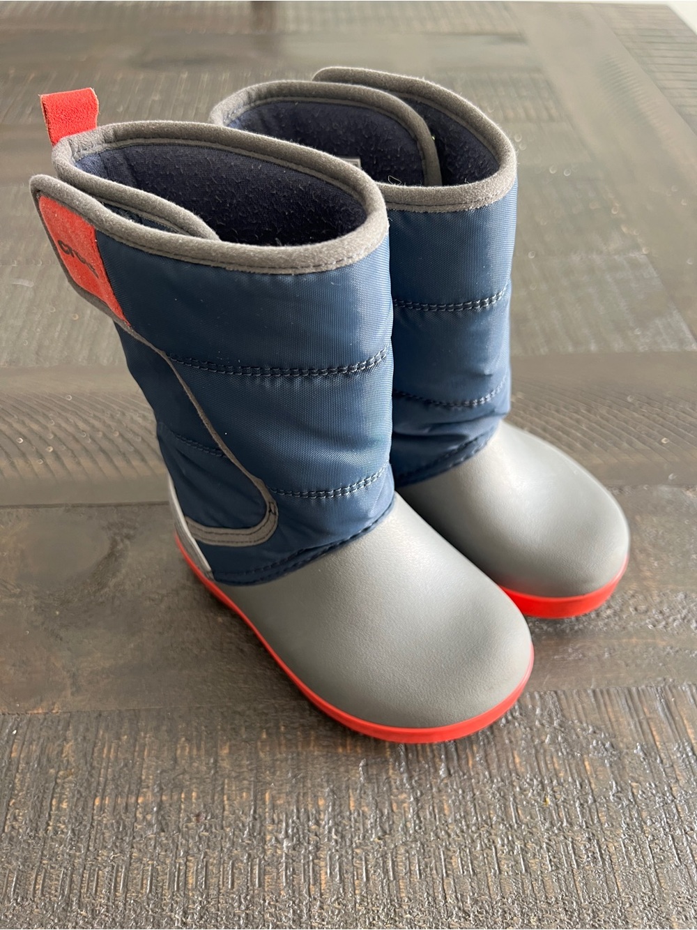 Crocs Kids Winter Puff Boots C8 Navy Gray Red Insulated Waterproof Snow Boots